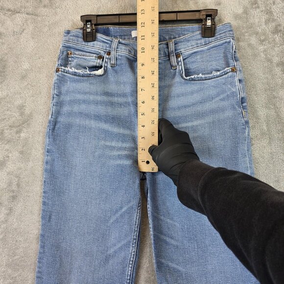 RE/DONE Jeans Womens 29 Blue Distressed Destroyed High Rise Button Fly Raw Hem - Picture 4 of 12